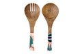 Blush Palm 2pc Mango Salad Servers 24cm - Wood & Enamel