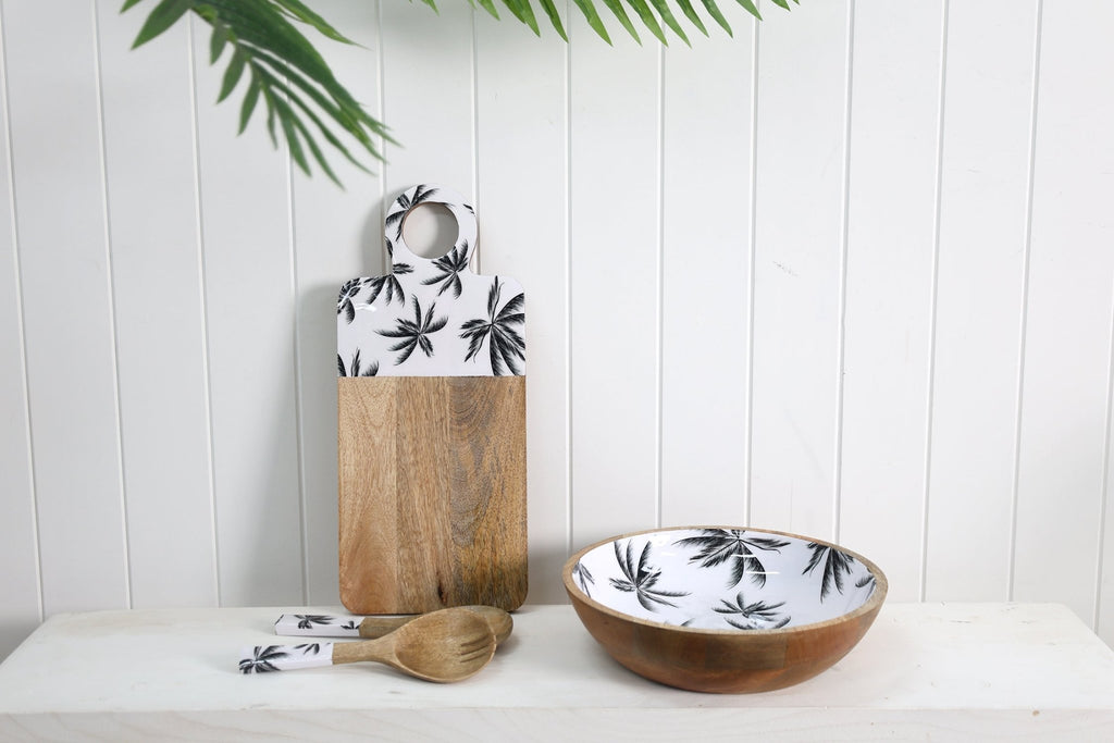 Havana Mango Wood and Enamel Salad Bowl 31cm