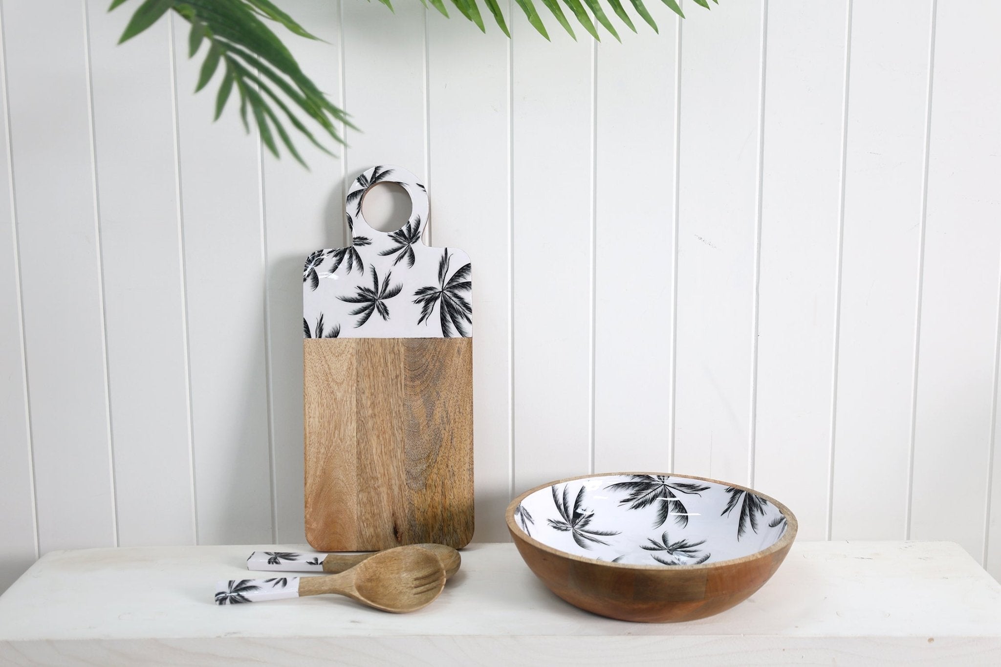 Havana Mango Wood and Enamel Salad Bowl 31cm