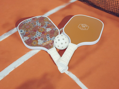 Retro Summer 4pc Carbon Fibre Pickleball Outdoor Game Set with Carry Bag