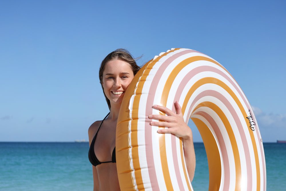 Stripe Inflatable Swim Ring Extra Large Heavy Duty PVC 108cm