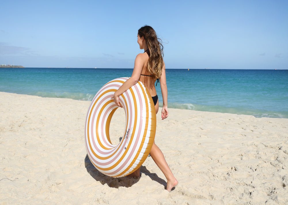 Stripe Inflatable Swim Ring Extra Large Heavy Duty PVC 108cm