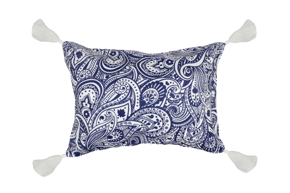 Mediterranean Inflatable Beach Pillow With Tassels , PVC Insert, Water Resistant