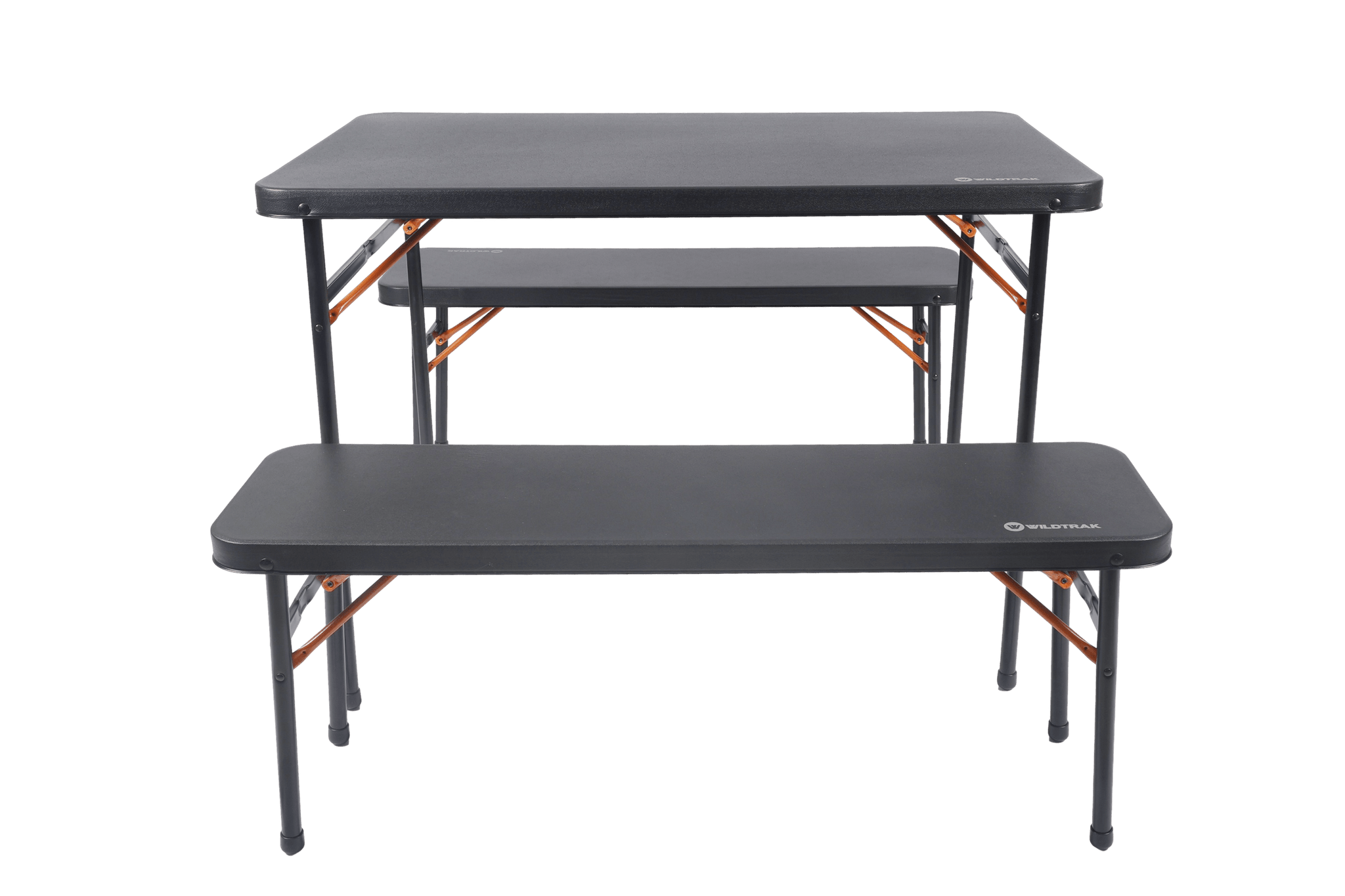 3pc Picnic Table & Bench Set, Vacuum Moulded, Auto Lock, Folds Flat for Storage, Carry Handle, 102x61x70cm