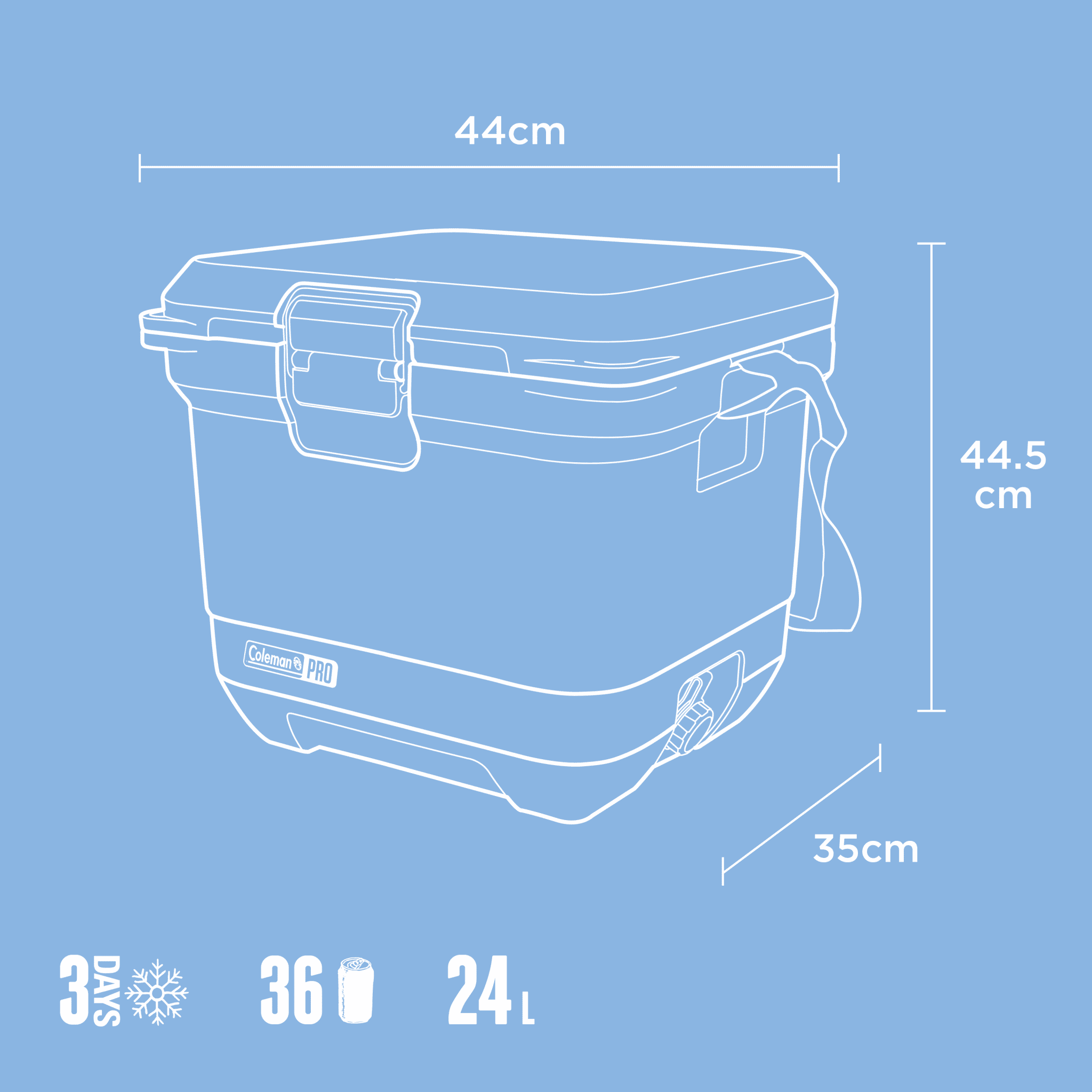Coleman Cooler Pro 24L Hard Cooler – Blue Sky