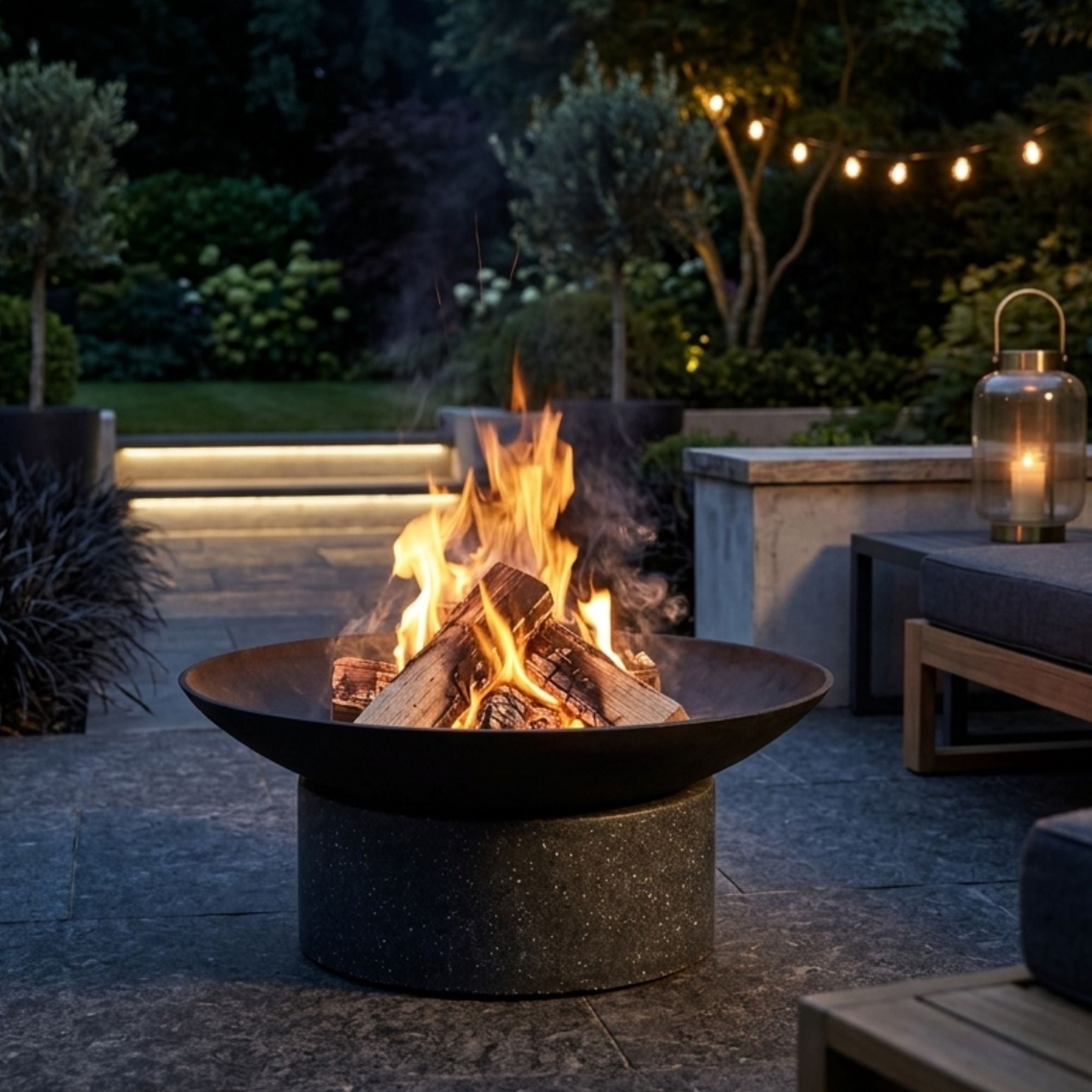 Ignite Heavy-duty Granito Round Stone Base Fire Pit/Planter with 59cm Bowl