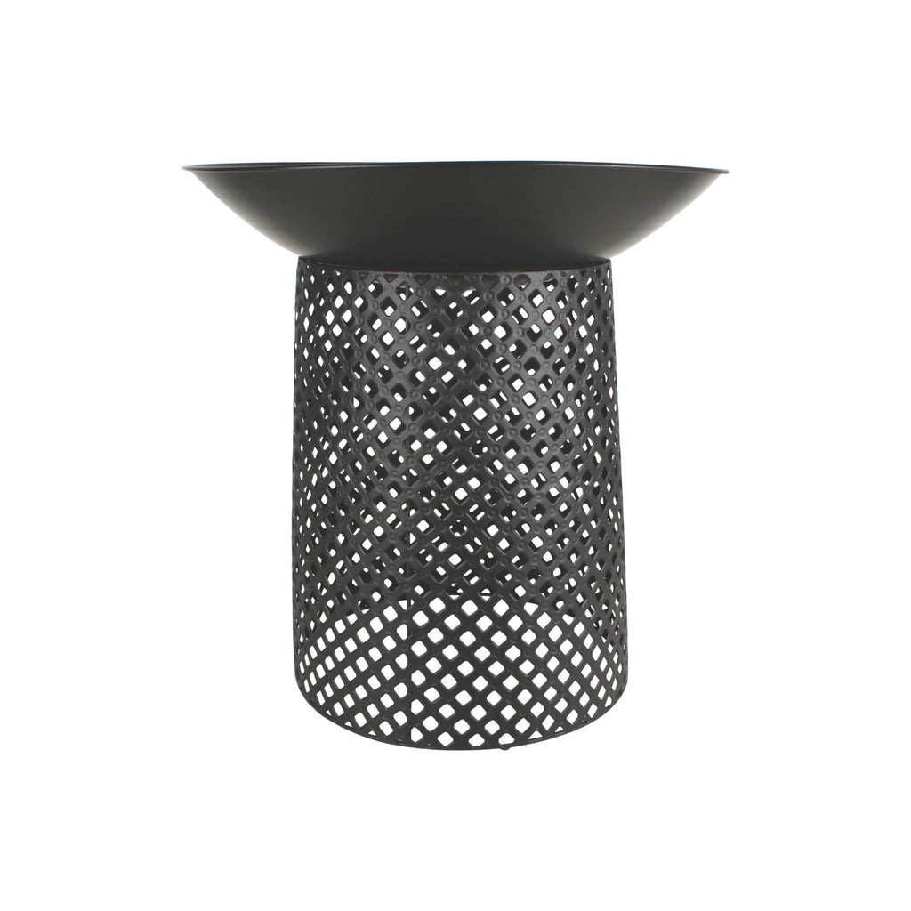 Ignite 56cm Black Steel Round Firepit Planter with Mesh Stand