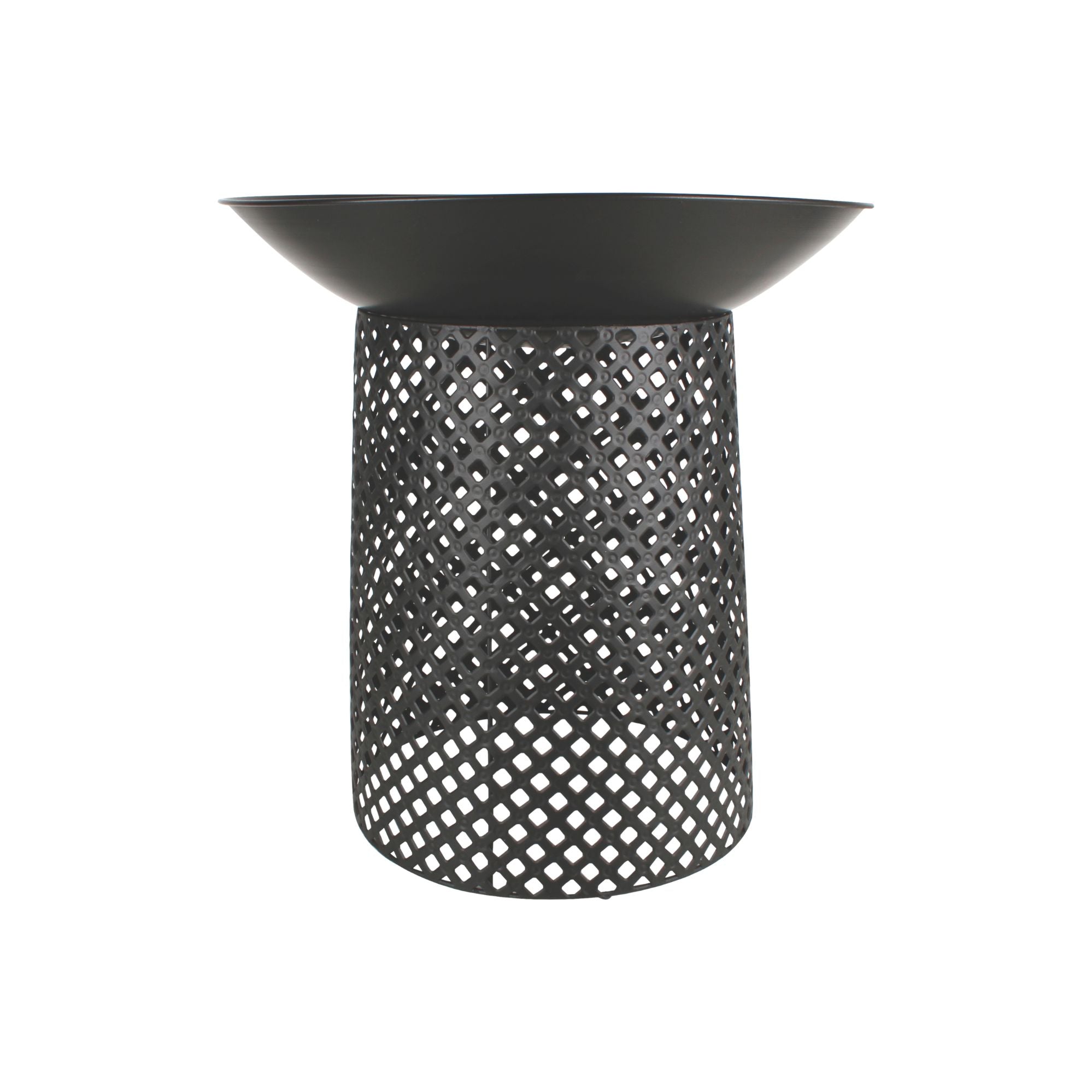 Ignite 56cm Black Steel Round Firepit Planter with Mesh Stand