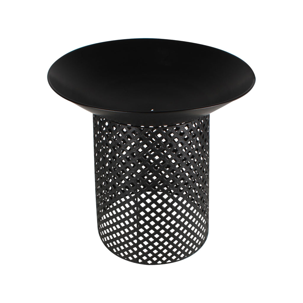 Ignite 56cm Black Steel Round Firepit Planter with Mesh Stand