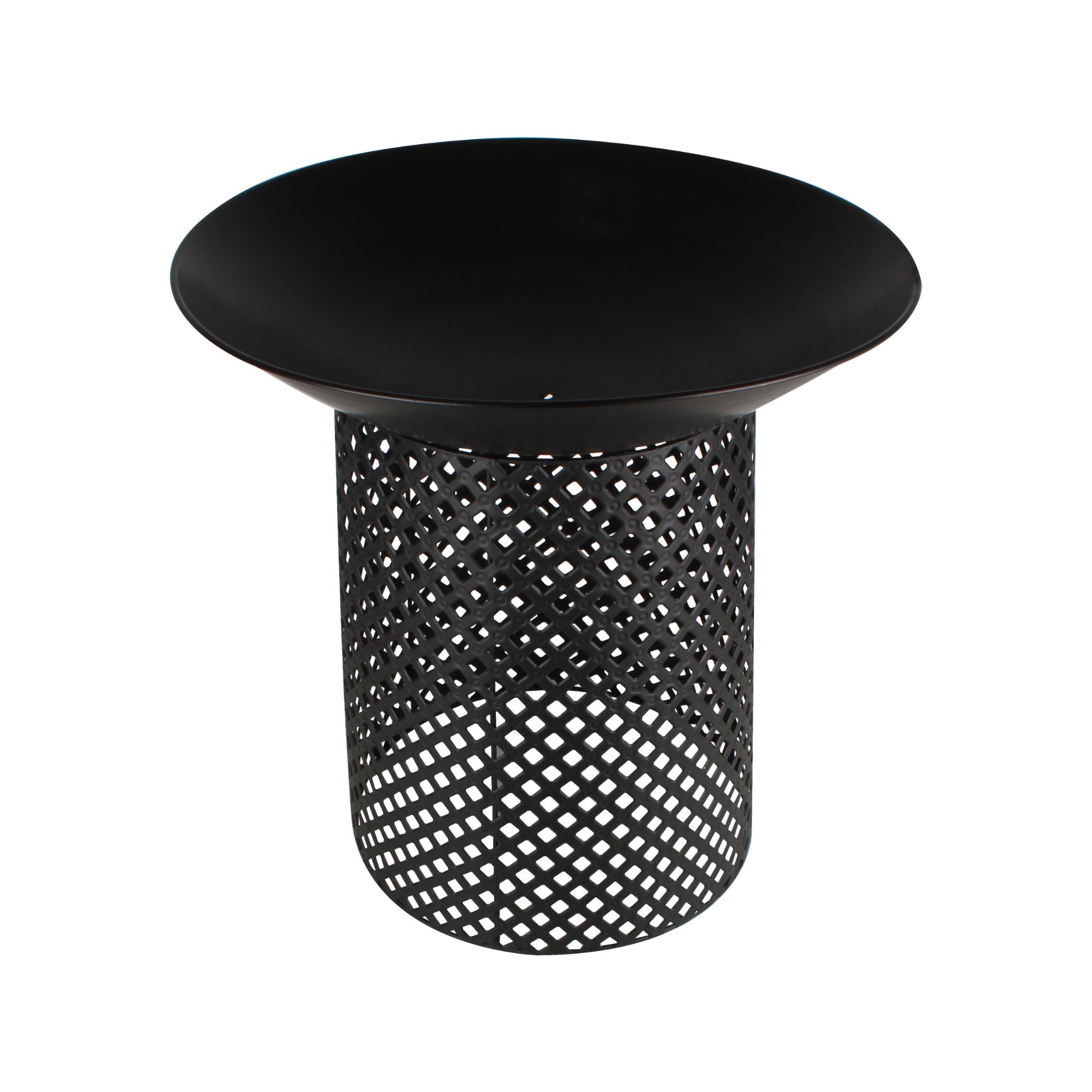 Ignite 56cm Black Steel Round Firepit Planter with Mesh Stand