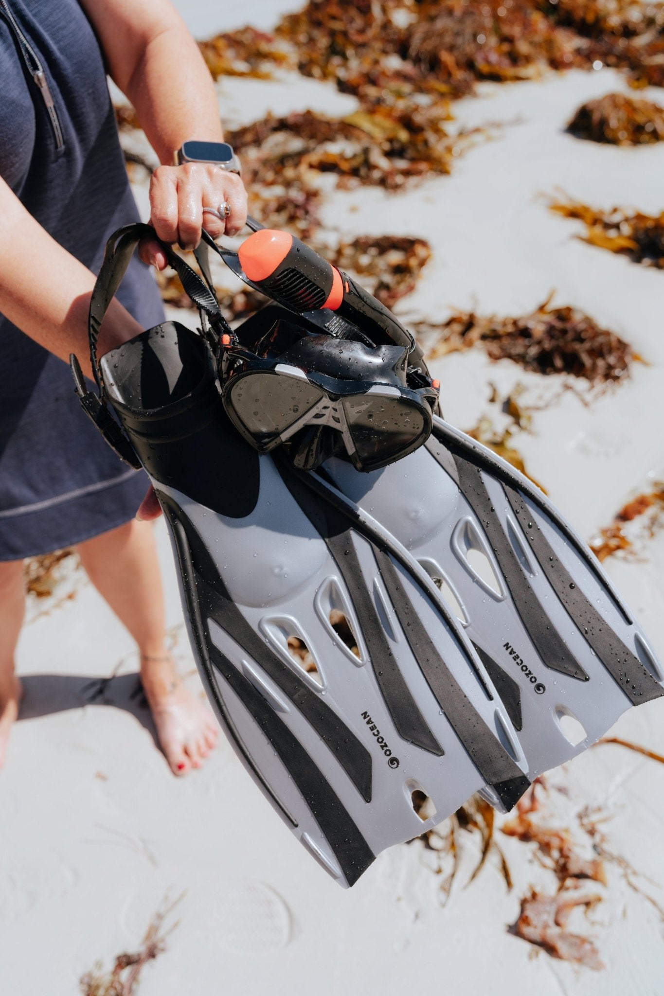 Rotto Adult Mask, Fin and Snorkel Set - Grey