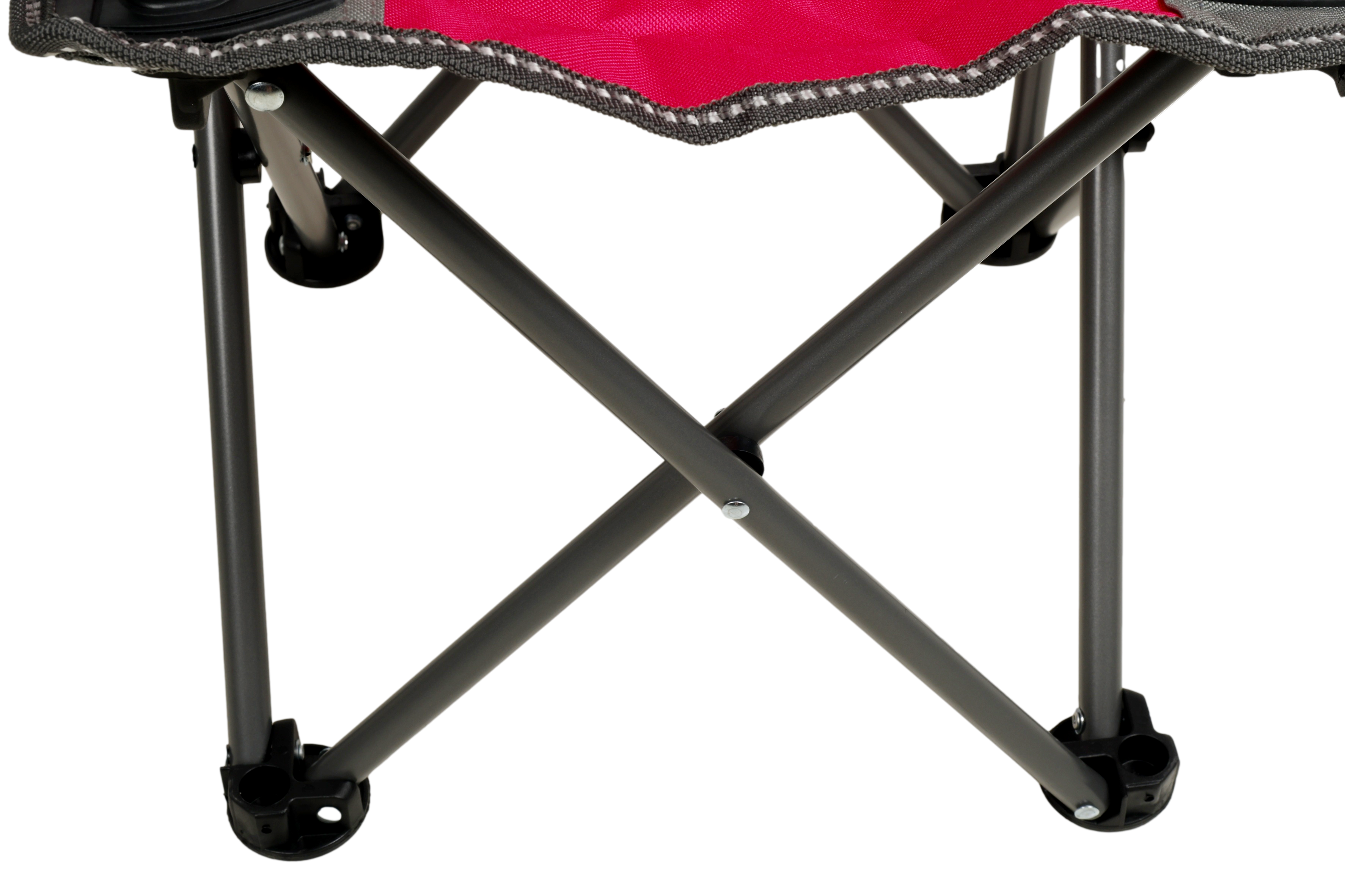 WILDTRAK™ KIDS Pink/Grey Foldable Camp Chair, Easy Clean Fabric, Drink Holder, Locking Device to Secure Legs into Place, Weight Rated 100kg, Carry Bag with Shoulder Strap
