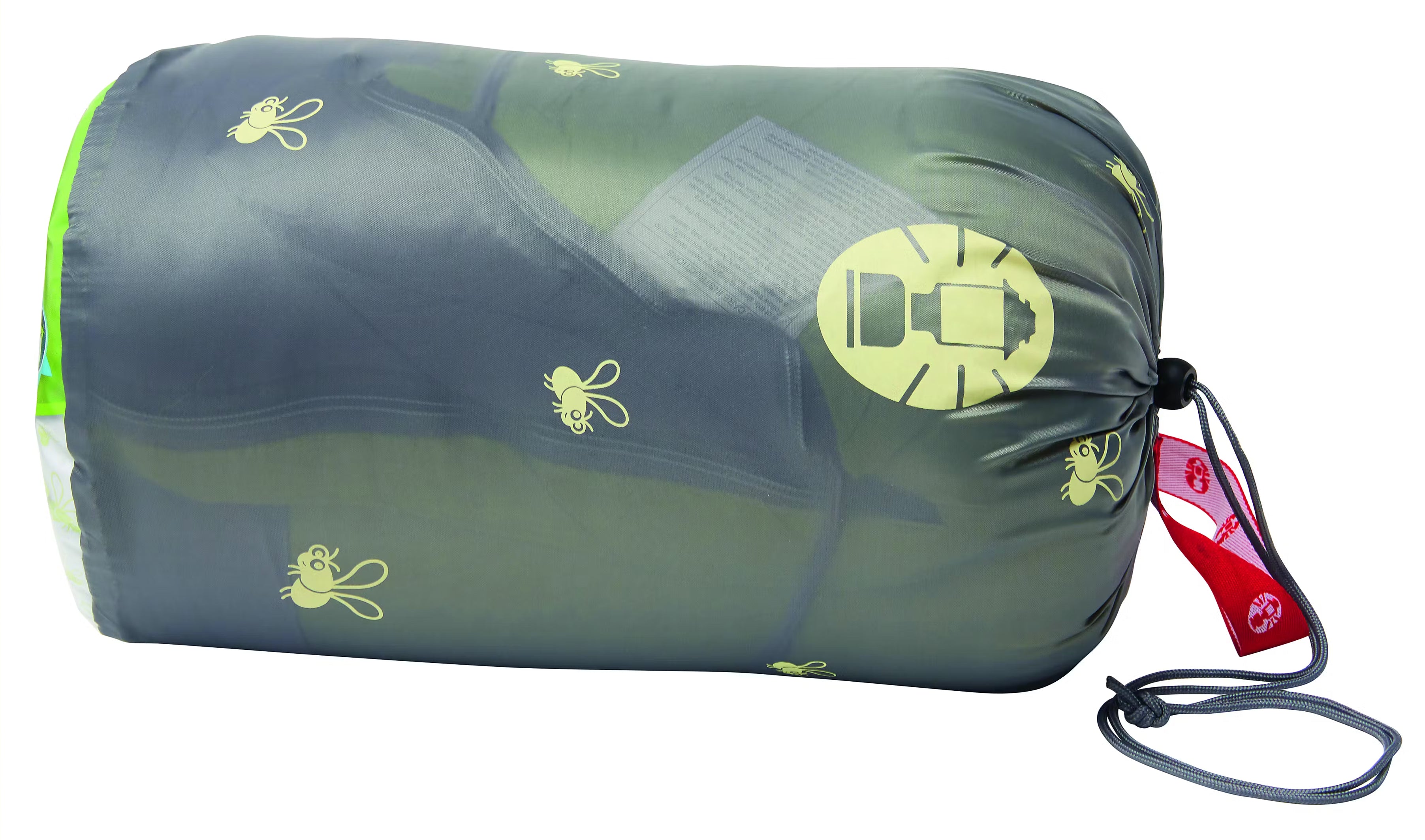Coleman™ Green Fyrefly Kids Sleeping Bag, Comfort Cuff, ThermoTech® Insulation, Glow in the Dark, Interior pocket, Temp Rating: 7°C, Machine Washable, Max User Height 152cm, 167 x 66 cm