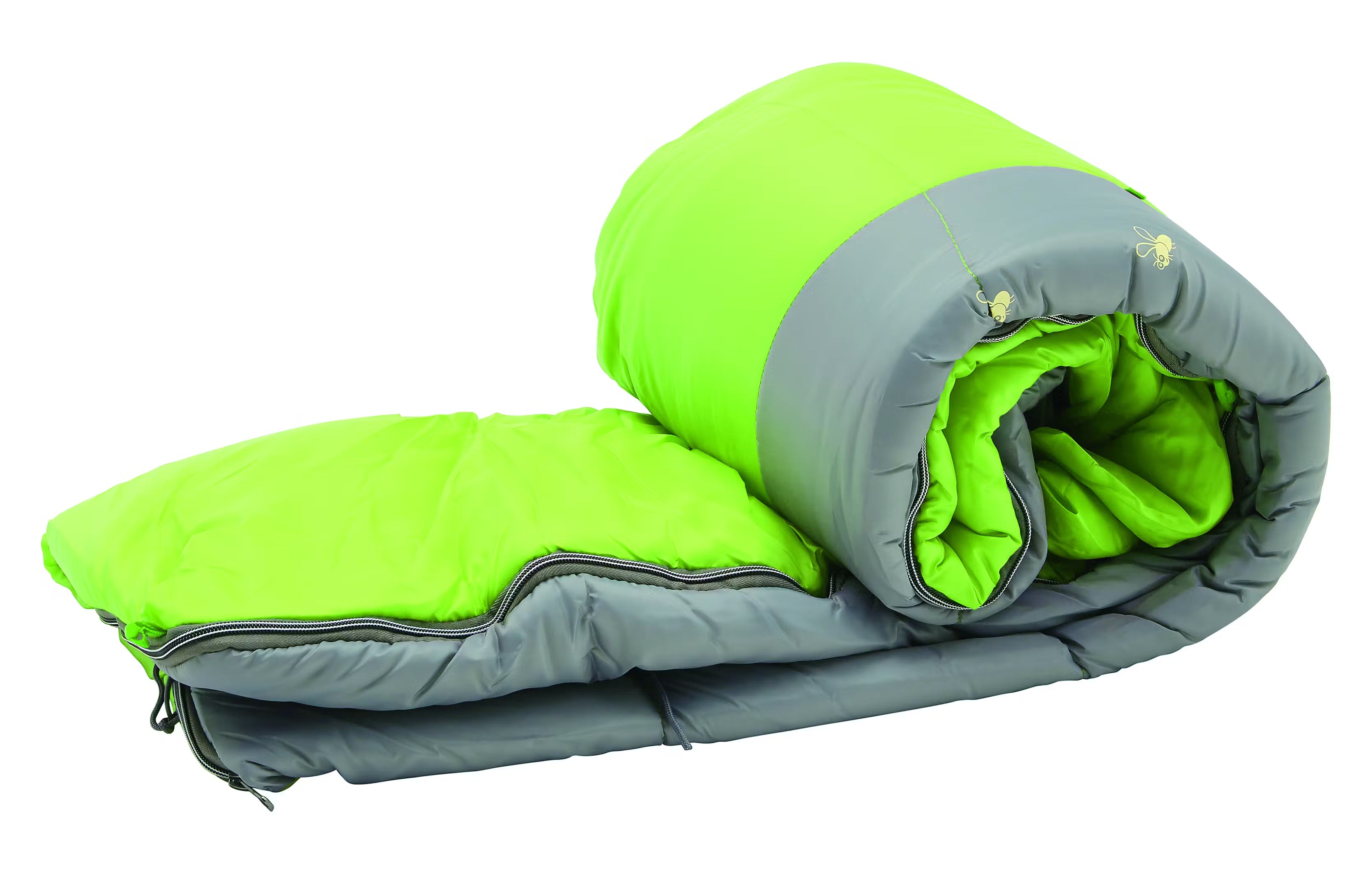Coleman™ Green Fyrefly Kids Sleeping Bag, Comfort Cuff, ThermoTech® Insulation, Glow in the Dark, Interior pocket, Temp Rating: 7°C, Machine Washable, Max User Height 152cm, 167 x 66 cm