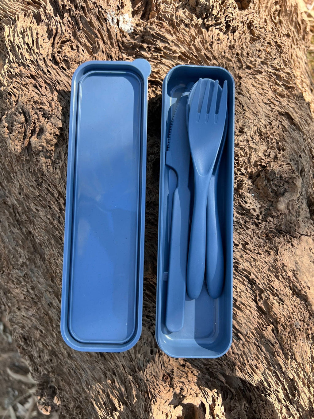 Wheat Straw Cutlery Set in Case - Beige or Blue