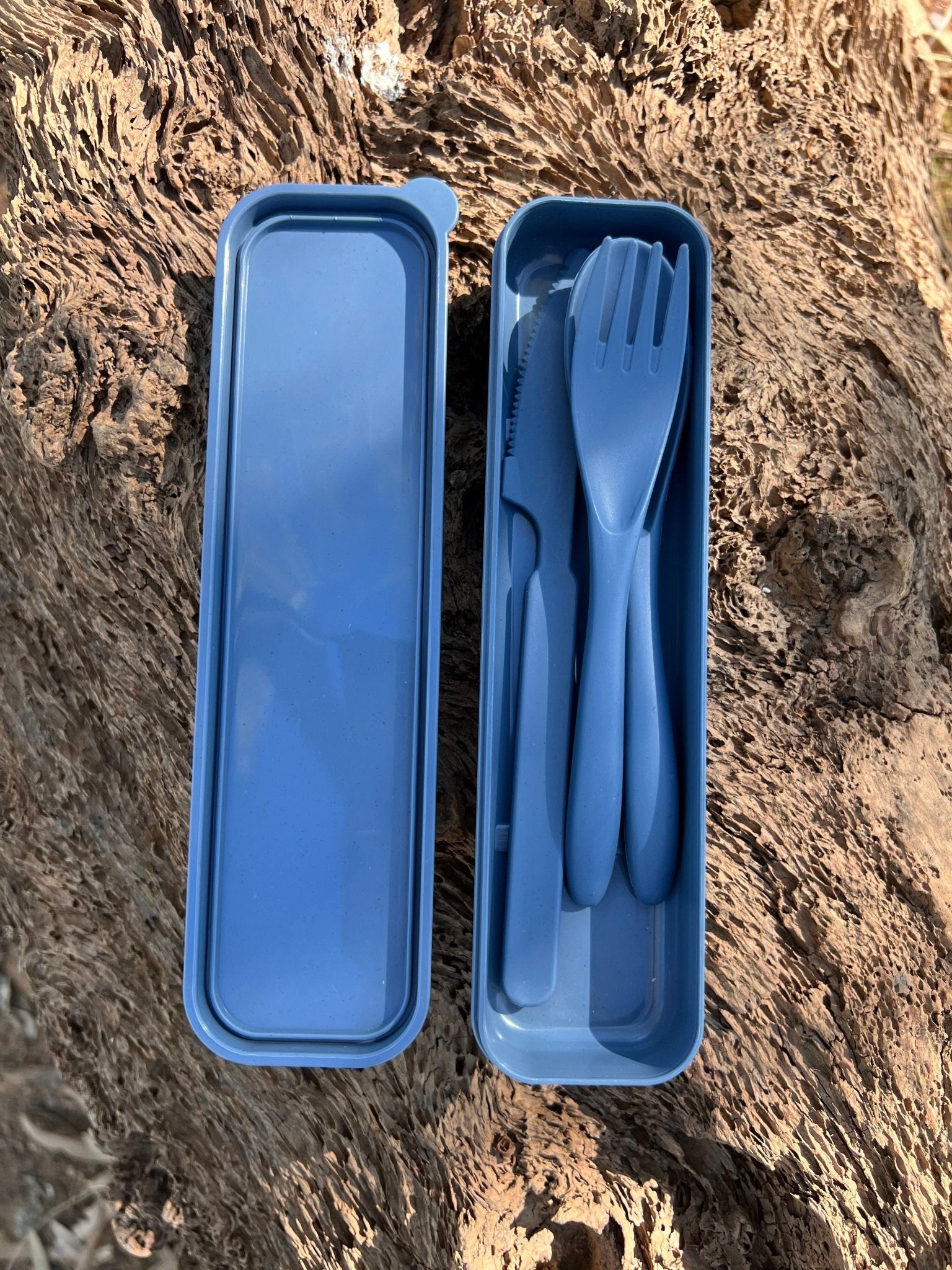 Wheat Straw Cutlery Set in Case - Beige or Blue