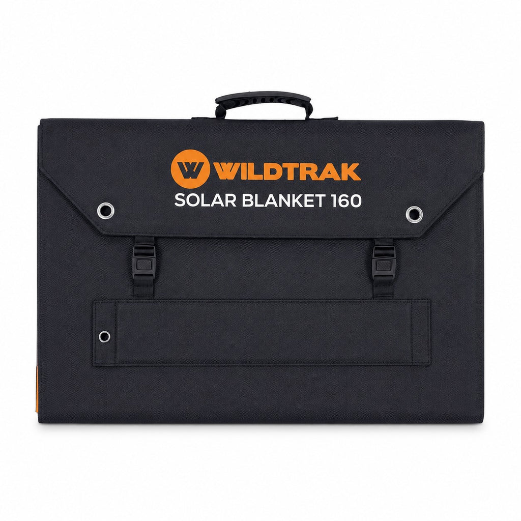 Wildtrak 160W Folding Solar Blanket A-Grade with ETFE Coating, Built in Stand, & Carry Bag