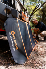 Wildtrak™ 160W Folding Solar Blanket (A-Grade with ETFE Coating, Built in Stand, IP65 Waterproof & Carry Bag) for Off-Grid Living, Camping, 4WD & Caravan Adventures