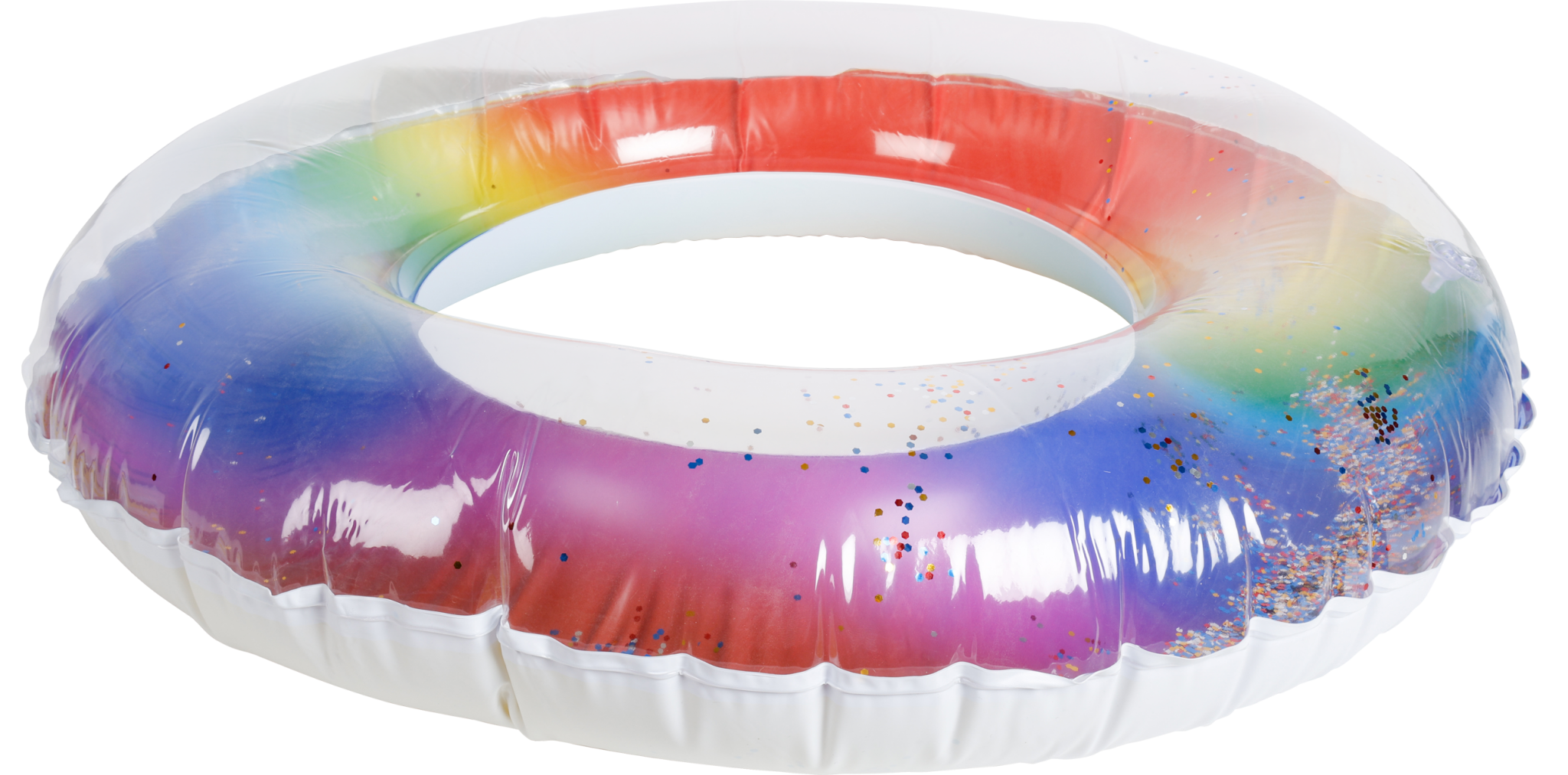 Large Inflatable Swim Ring Rainbow Glitter 78cm