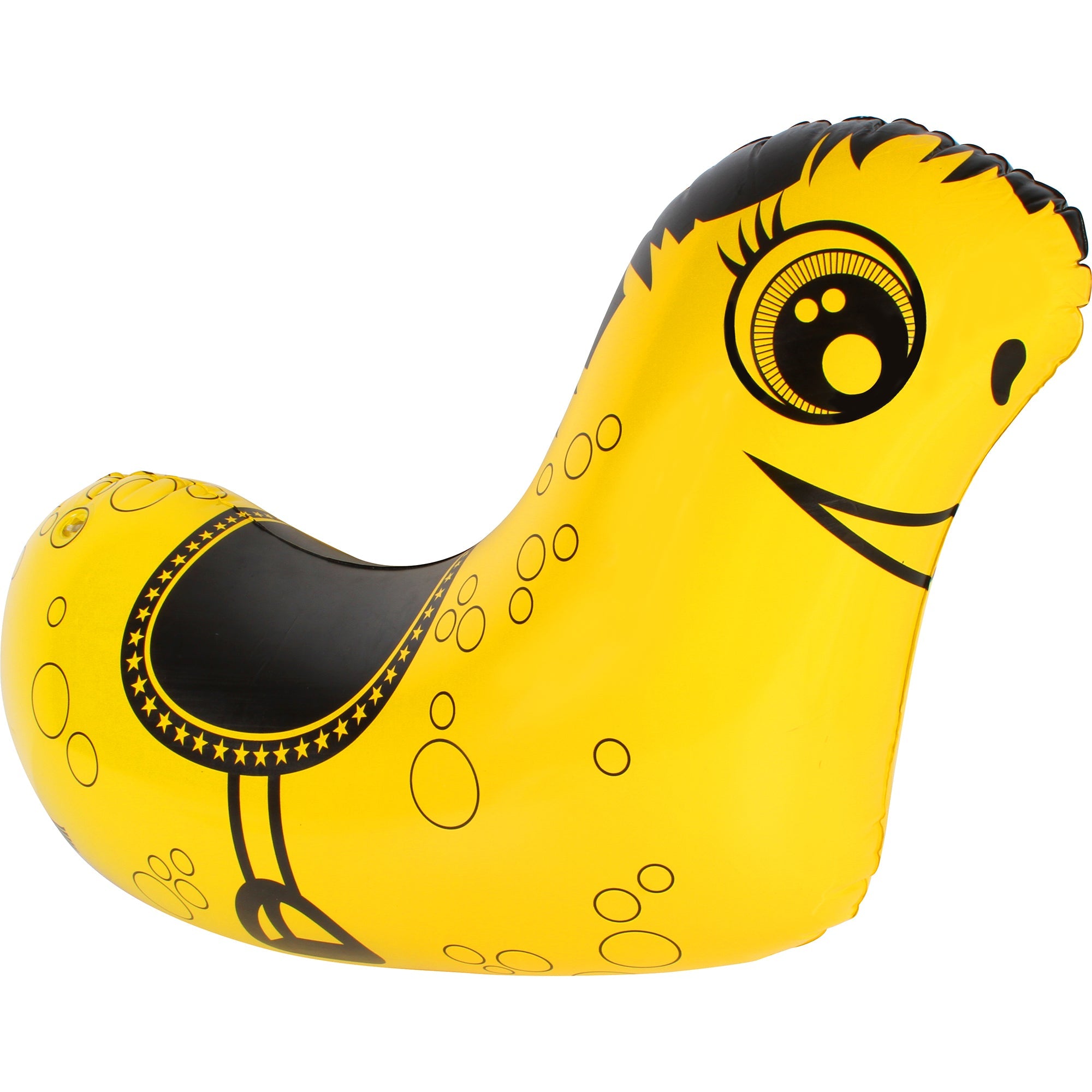 Inflatable Ride-on Aqua Pony with Stabiliser Yellow or Blue - Age 3+ (88x56x28cm)