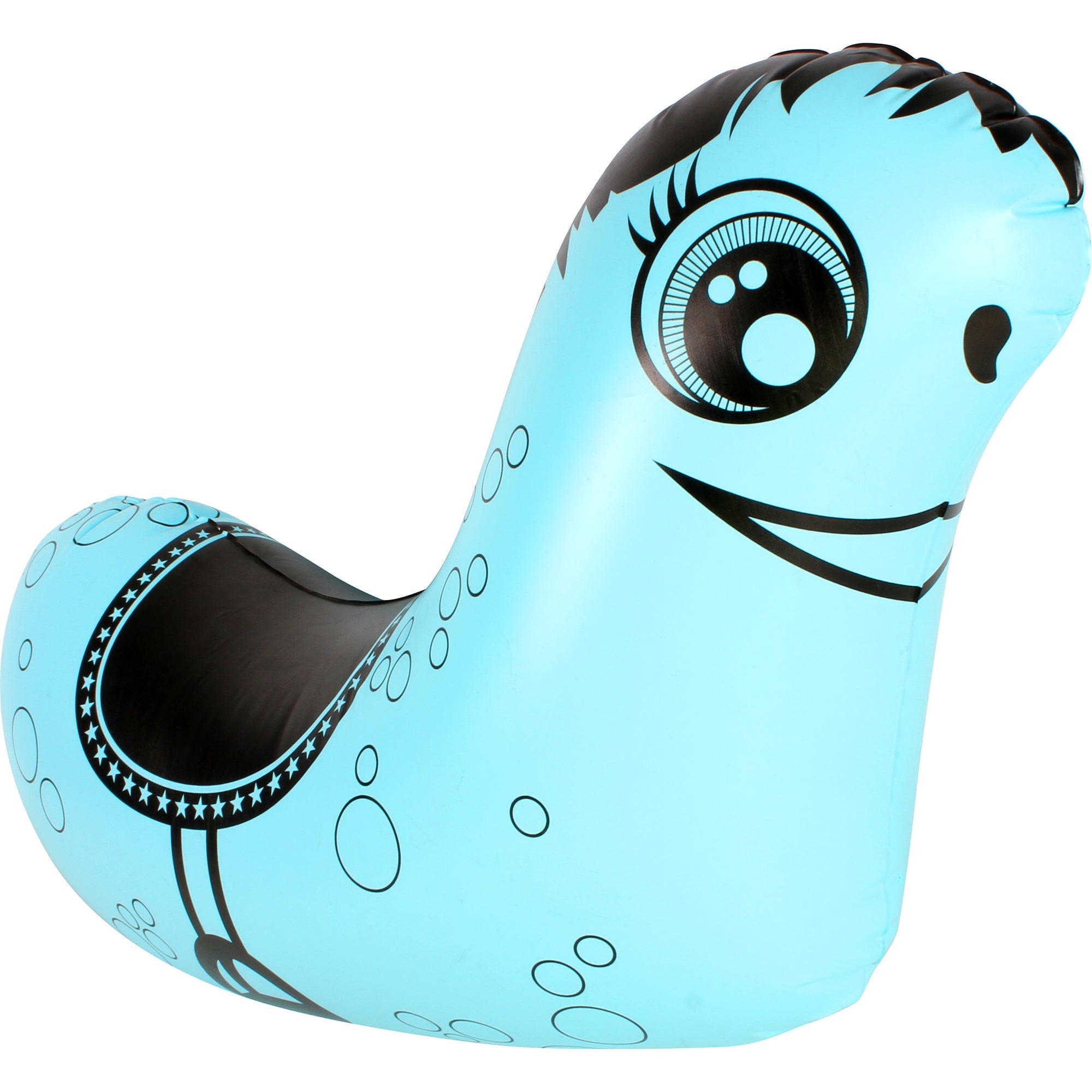 Inflatable Ride-on Aqua Pony with Stabiliser Yellow or Blue - Age 3+ (88x56x28cm)