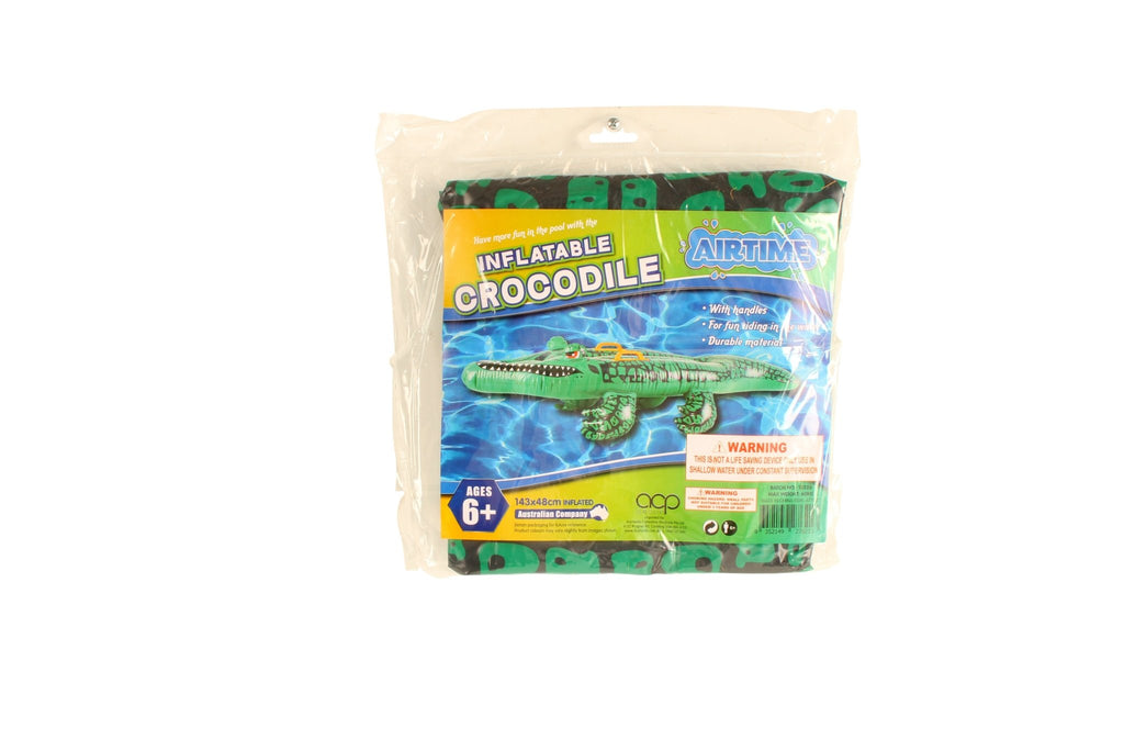 Large Inflatable Crocodile with Handles 143x48cm Age6+
