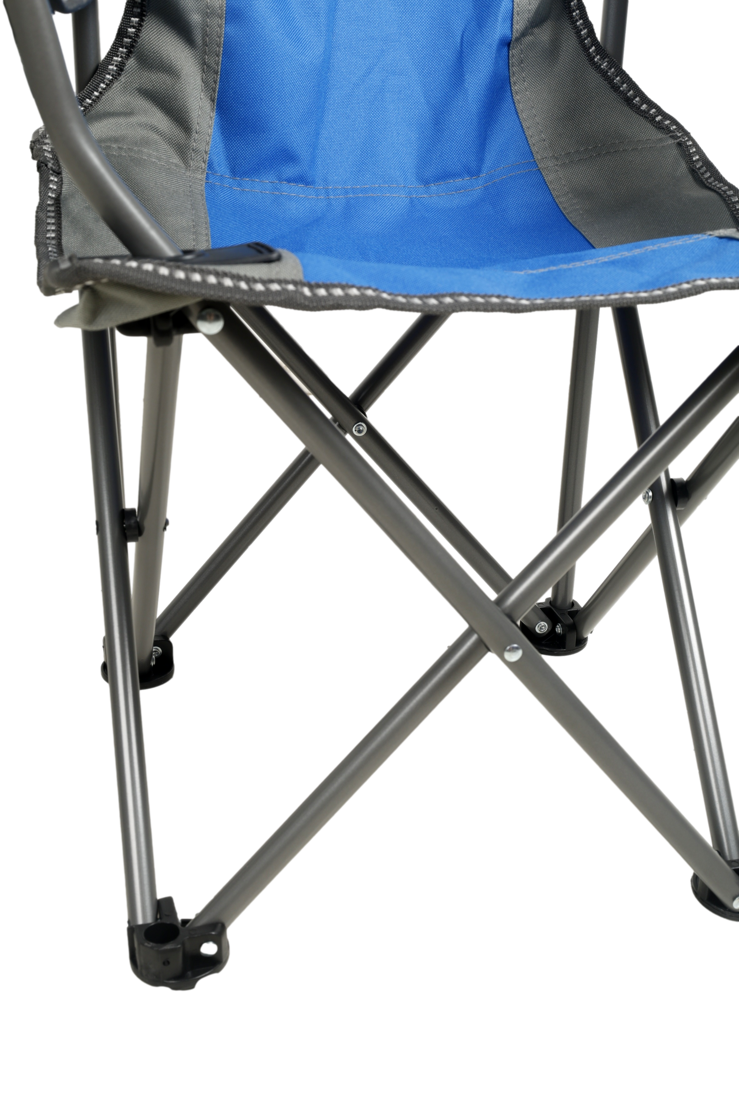 WILDTRAK™ KIDS Blue/Grey Foldable Camp Chair, Easy Clean Fabric, Drink Holder, Weight Rated 100kg, Carry Bag with Shoulder Strap