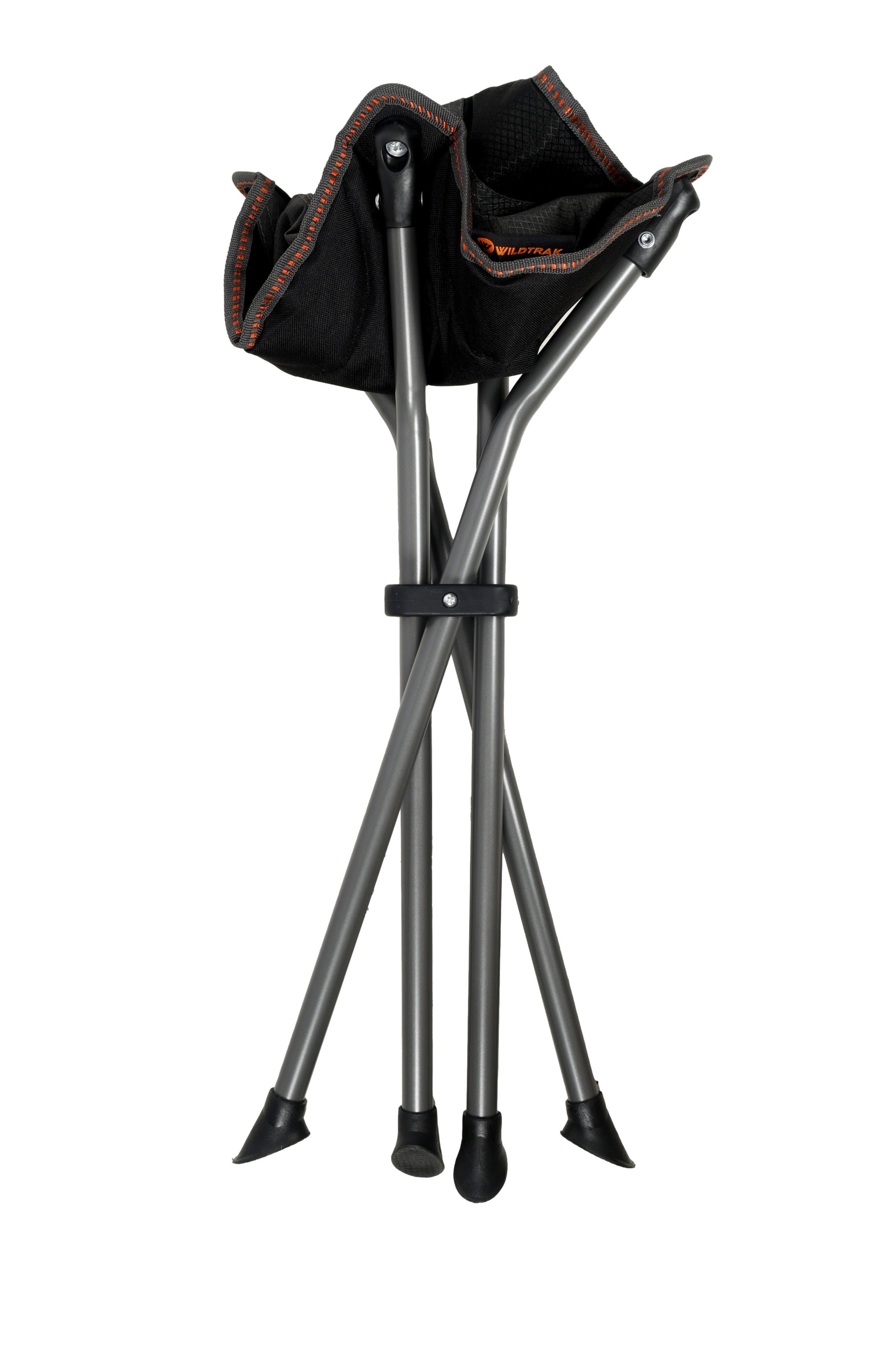 WILDTRAK™ AYR Foldable 4 Leg Stool, Compact, Lightweight, Fishing and Camp Chair, Weight Rated 120kg, Carry Bag with Shoulder Strap