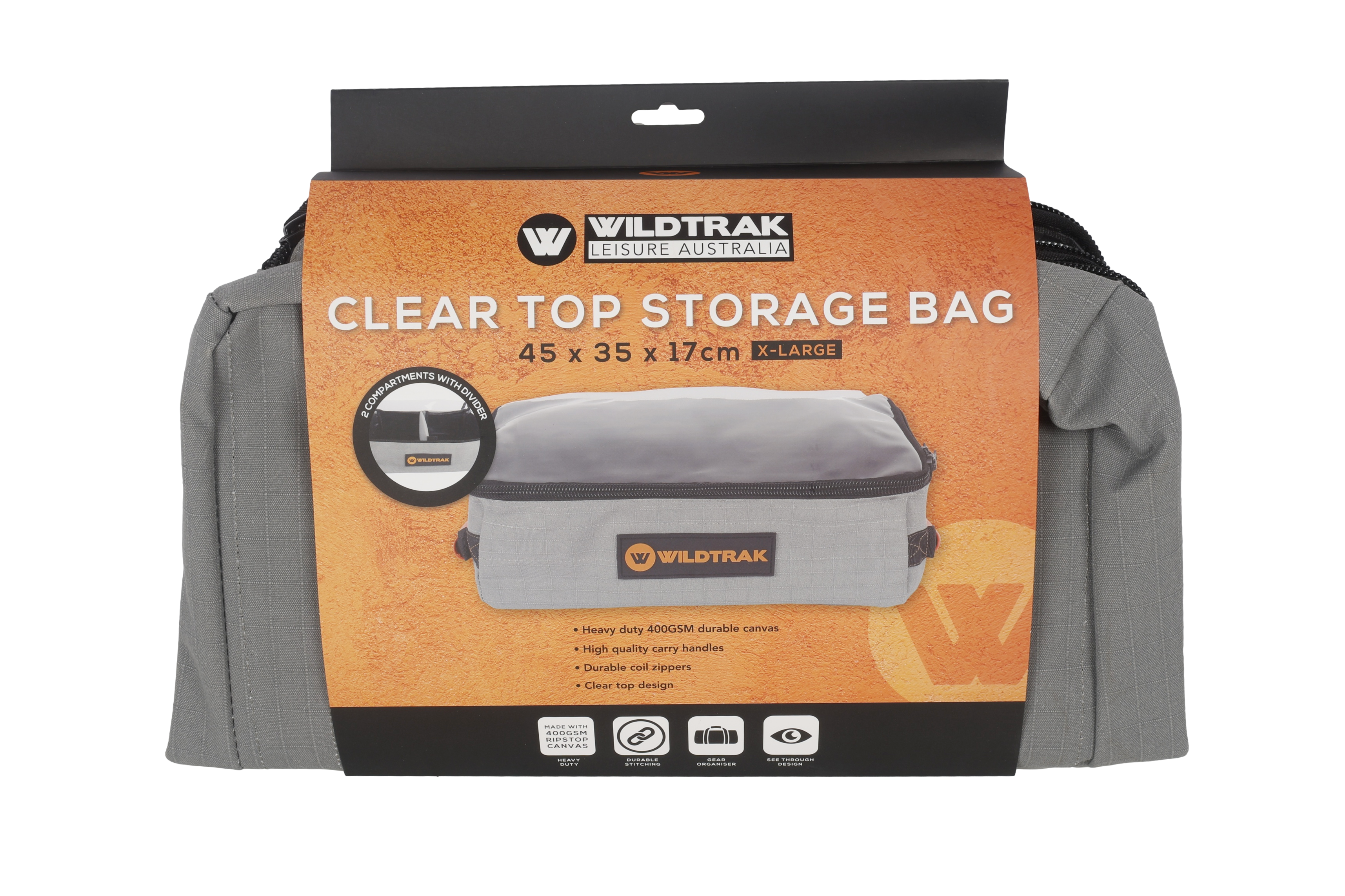 Wildtrak™ Large Clear Top Storage Bag for Camping and 4WD Off-Roading - Heavy-Duty 400GSM Ripstop Canvas