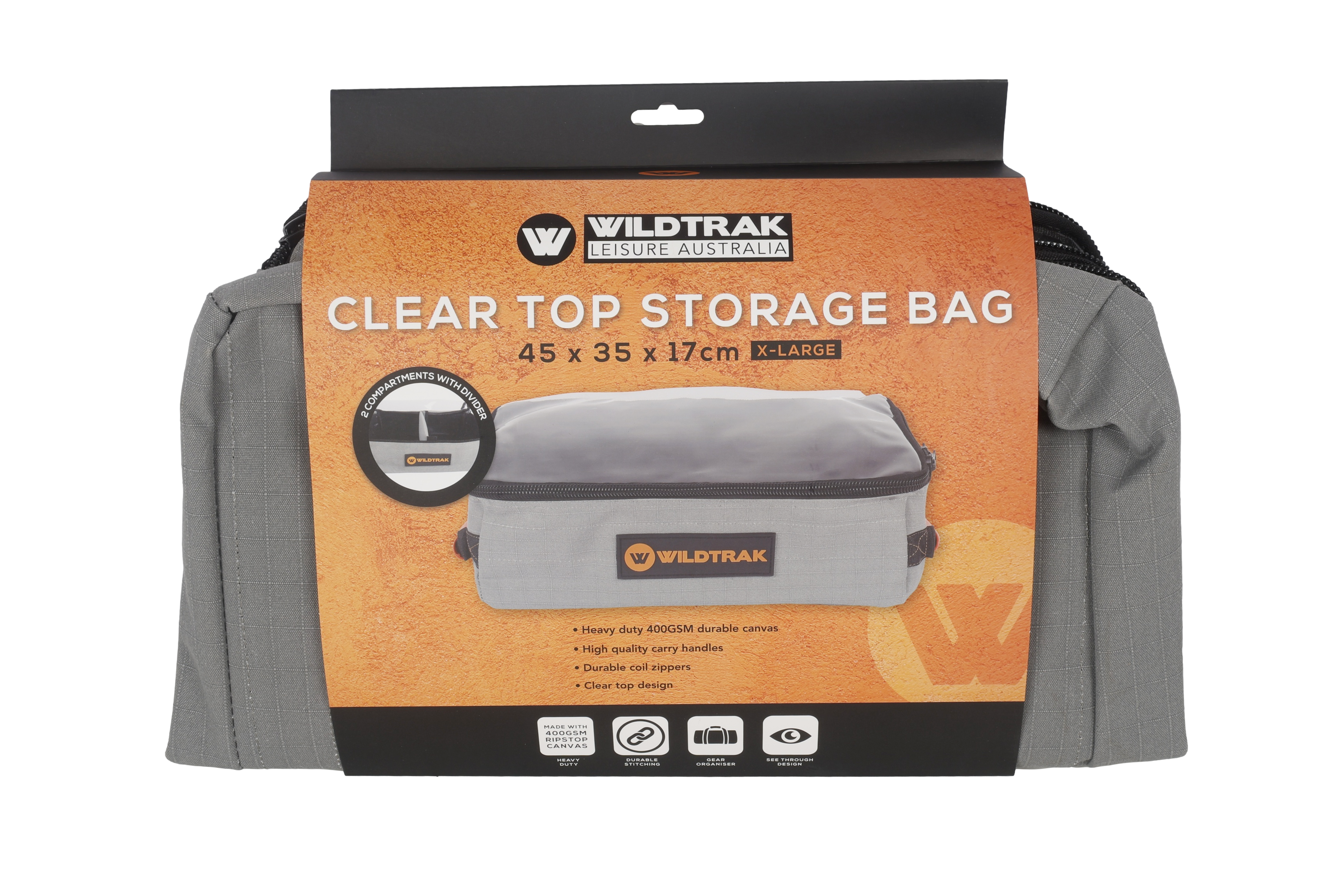 Wildtrak™ Extra Large Clear Top Storage Bag for Camping and 4WD Off-Roading - Heavy-Duty 400GSM Ripstop Canvas