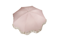 Terracotta Blush 1.75m Premium 100% Canvas Beach Umbrella, UV50+, Wood Pole, Cotton Tassels, Tilting Mechanism, Sand Screw