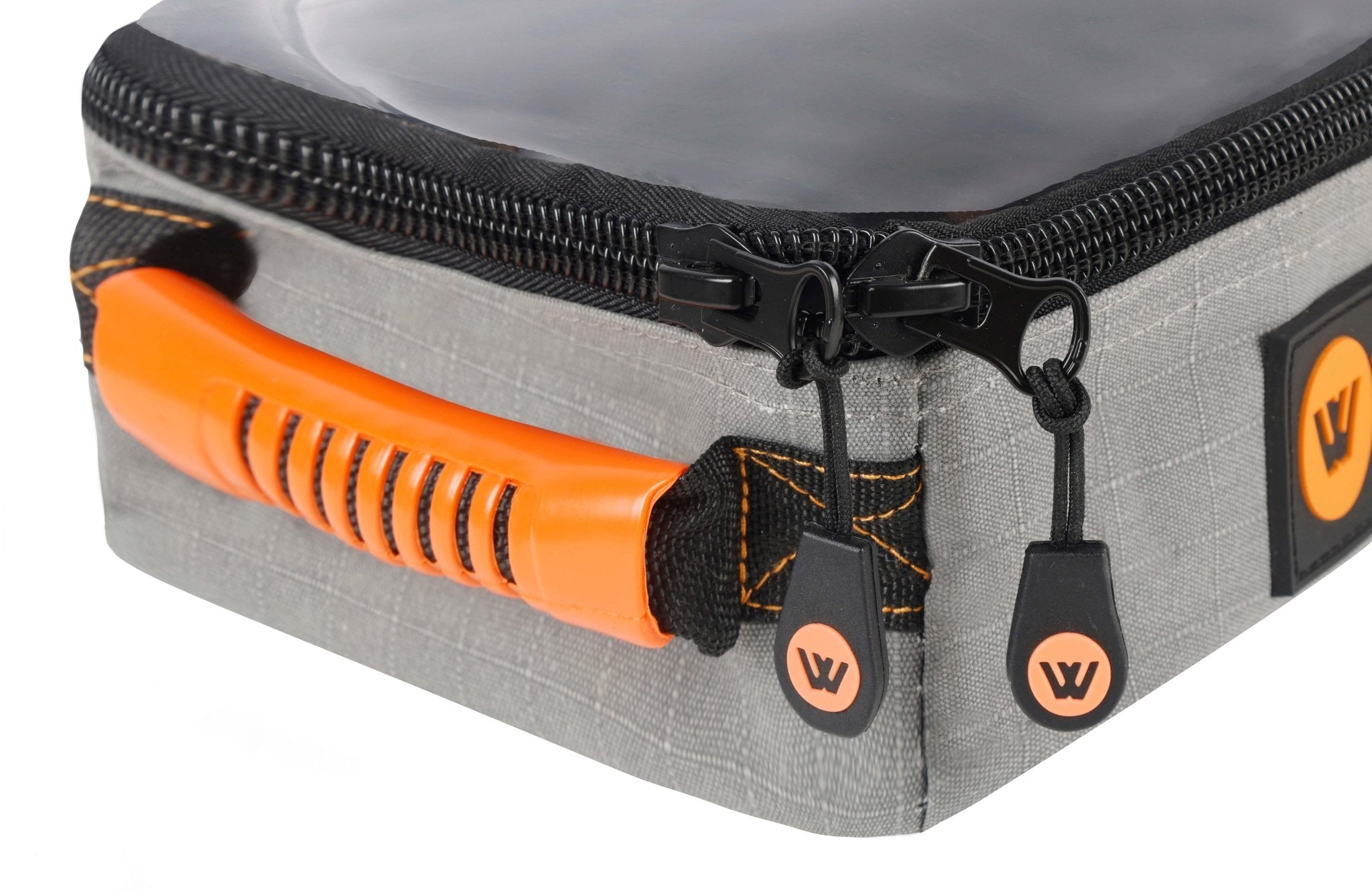 Wildtrak canvas bag with reinforced orange handle for easy carrying.