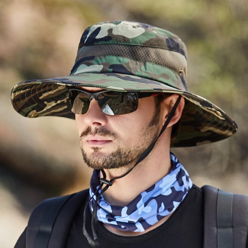 WIDE BRIM CAMO HAT WITH NECK CORD