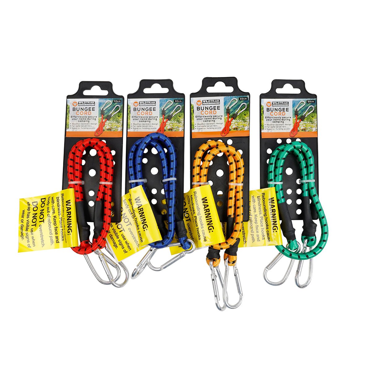 160cm Bungee Cord with Carabiners - Assorted Colours