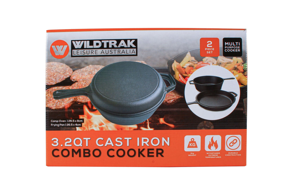 Wildtrak 3.2 Quart Pre-Seasoned Cast Iron 2in1 Combo Cooker 26.5x4cm