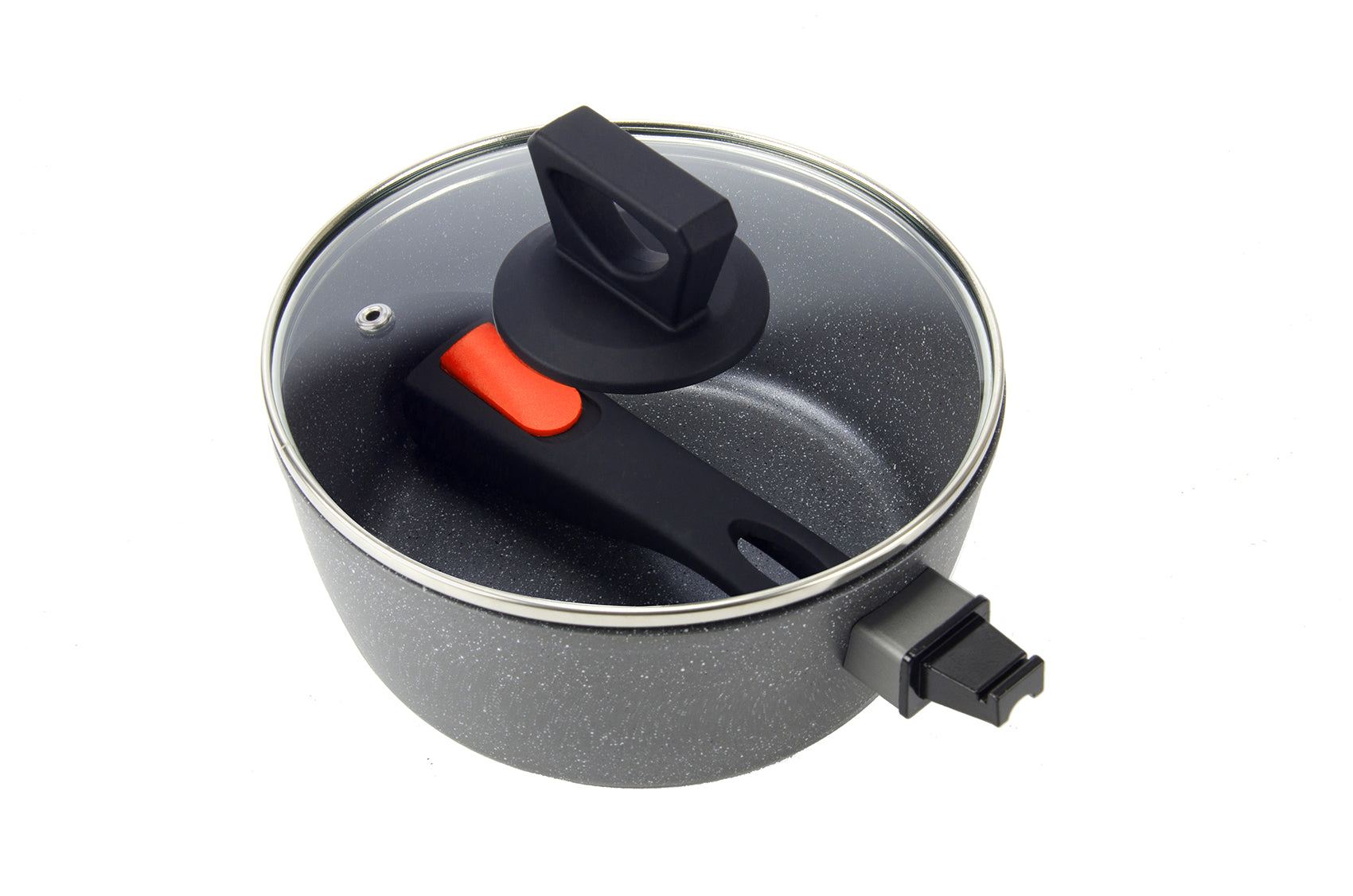 18CM NON STICK SAUCEPAN WITH DETACHABLE HANDLE AND LID