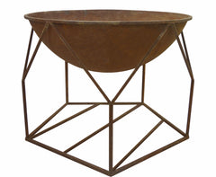 Ignite 70cm Extra Large Round Firepit/Planter Bowl with Pentagon Frame, Ideal for Outdoor Entertaining & Camping - Rust Look