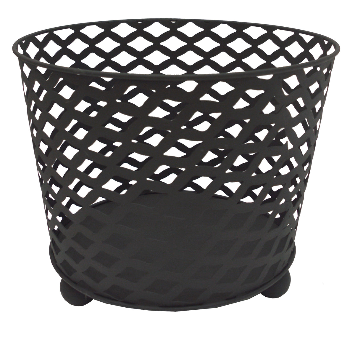 Ignite 38cm Black Steel Firepit, Wood Basket, Planter Pot - Solid Mesh Construction