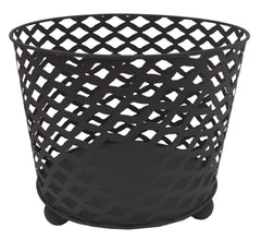 Ignite 38cm Black Steel Firepit, Wood Basket, Planter Pot - Solid Mesh Construction