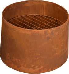 38cm ROUND RUST EFFECT FIRE PIT WITH GRATE