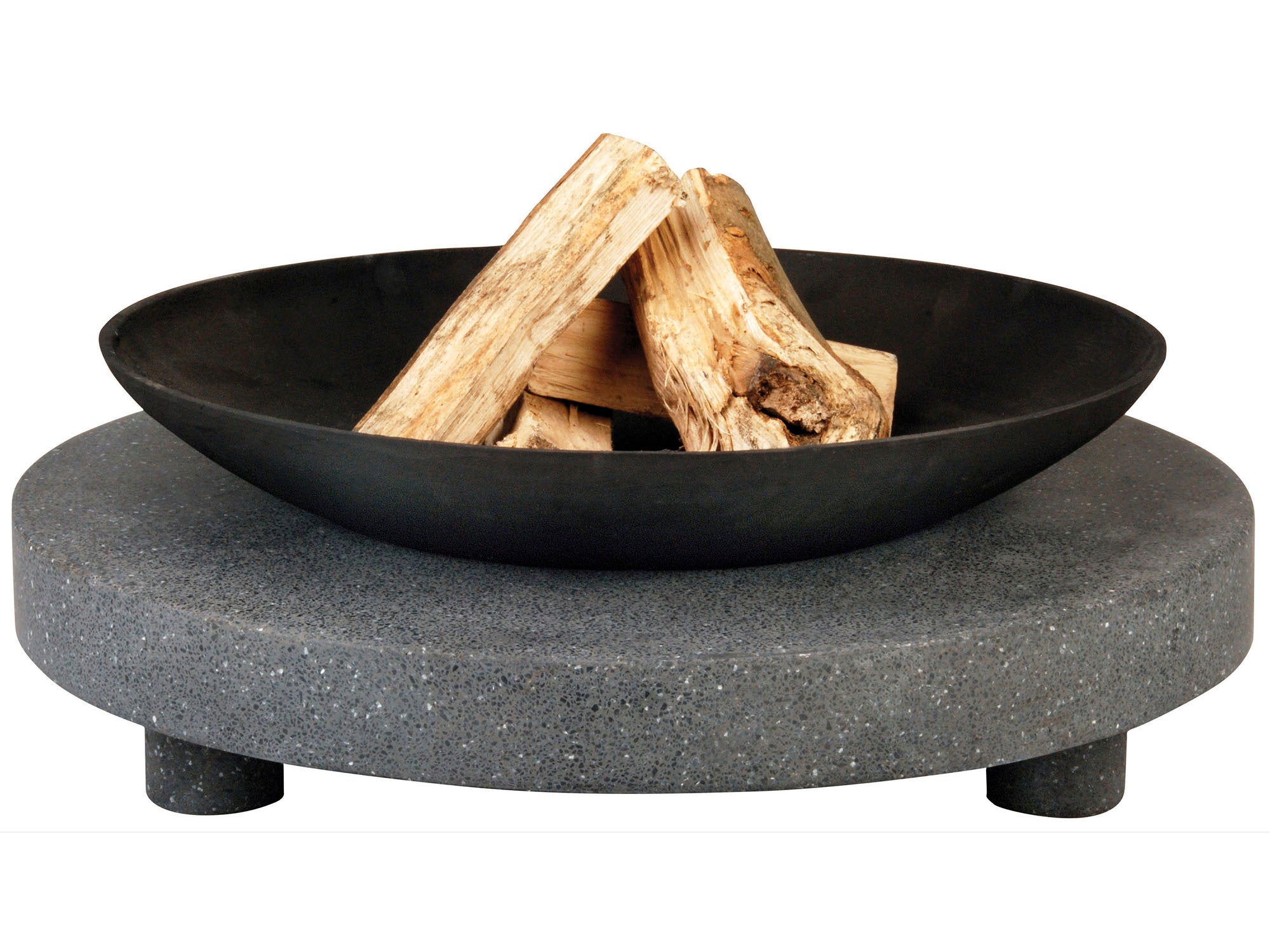 59cm GRANITO FIRE PIT WITH ROUND STONE BASE ON FEET