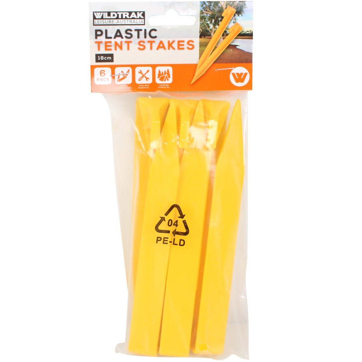 6pk Plastic Tent Pegs 17cm