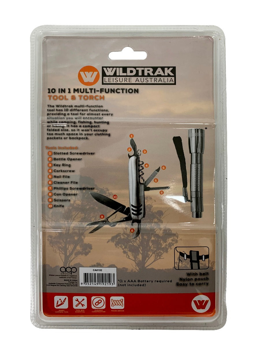 Wildtrak™ 10 in 1 Multi Function Tool and Torch Combo