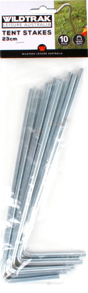 10pk Stainless Steel Tent Pegs 23cm