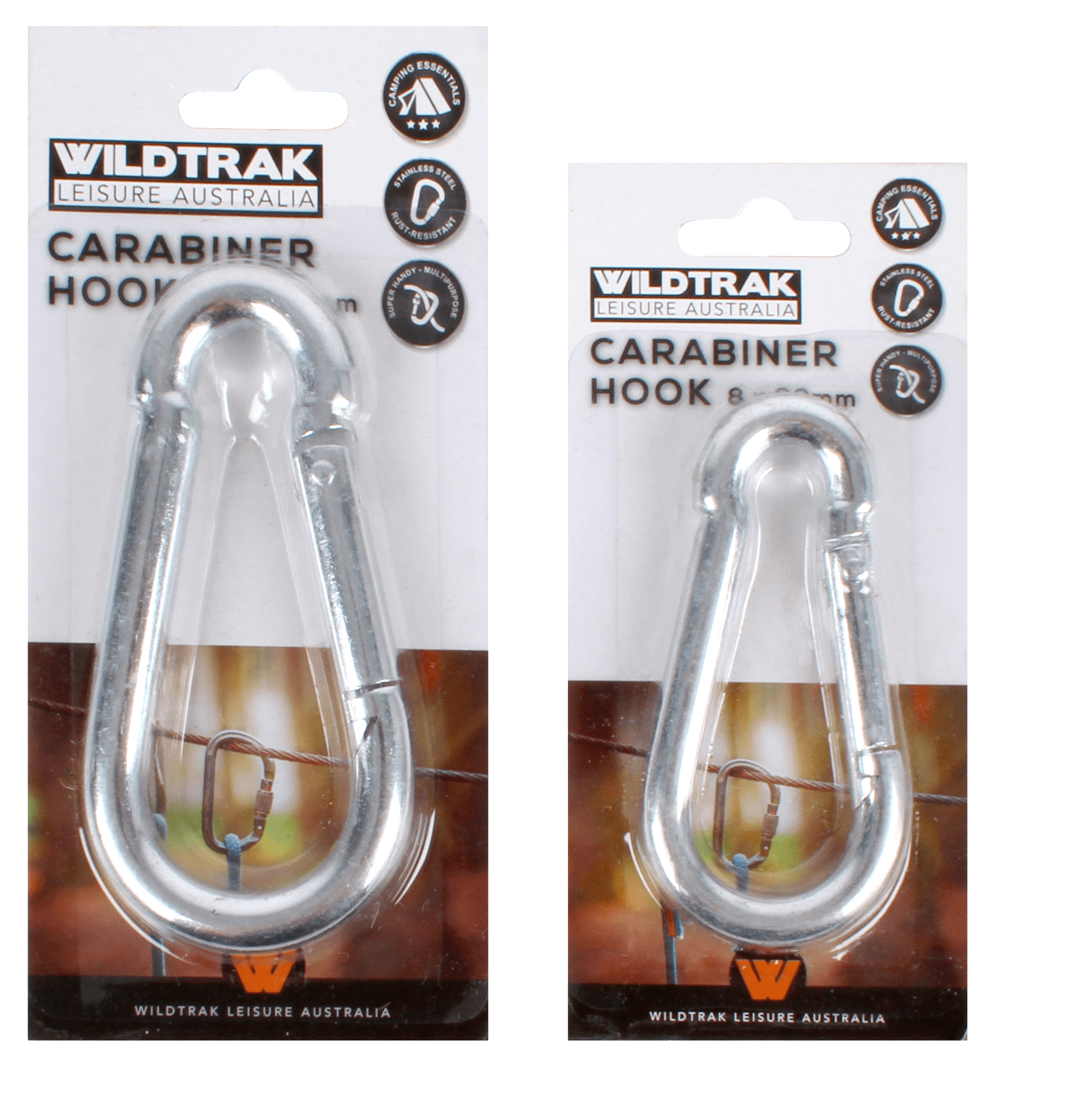 3 ASSORTED SIZE CARABINER CLIPS