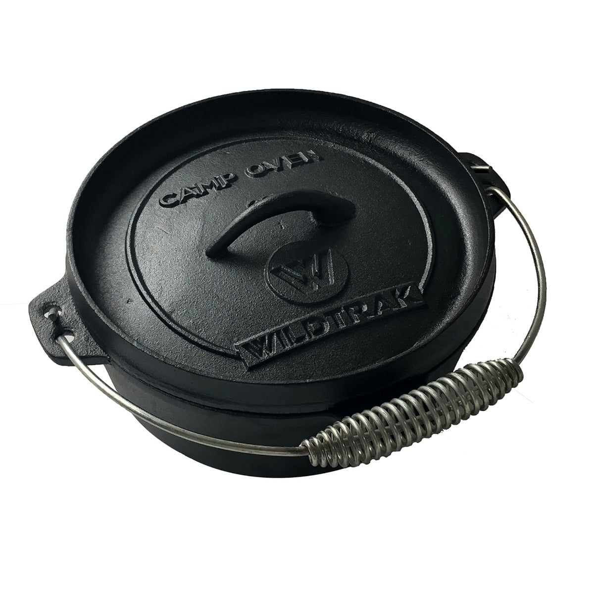 Cast Iron 2 Quart Heavy Duty Pre-Seasoned Round Camp Oven with Lip and Handle 20.5x10.8