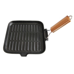 24CM CAST IRON SKILLET WITH WOODEN HANDLE