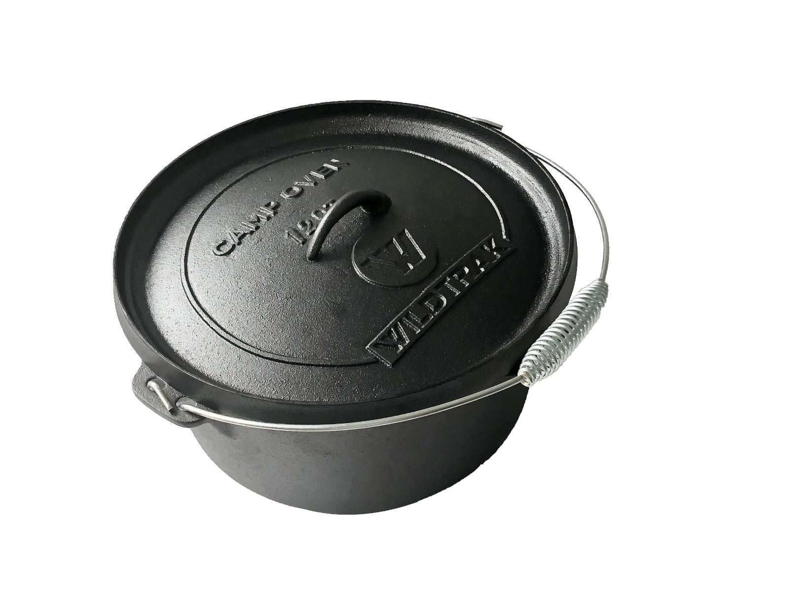 Wildtrak™ 12 Quart Heavy Duty Pre-Seasoned Round Cast Iron Camp Oven with Lip and Handle