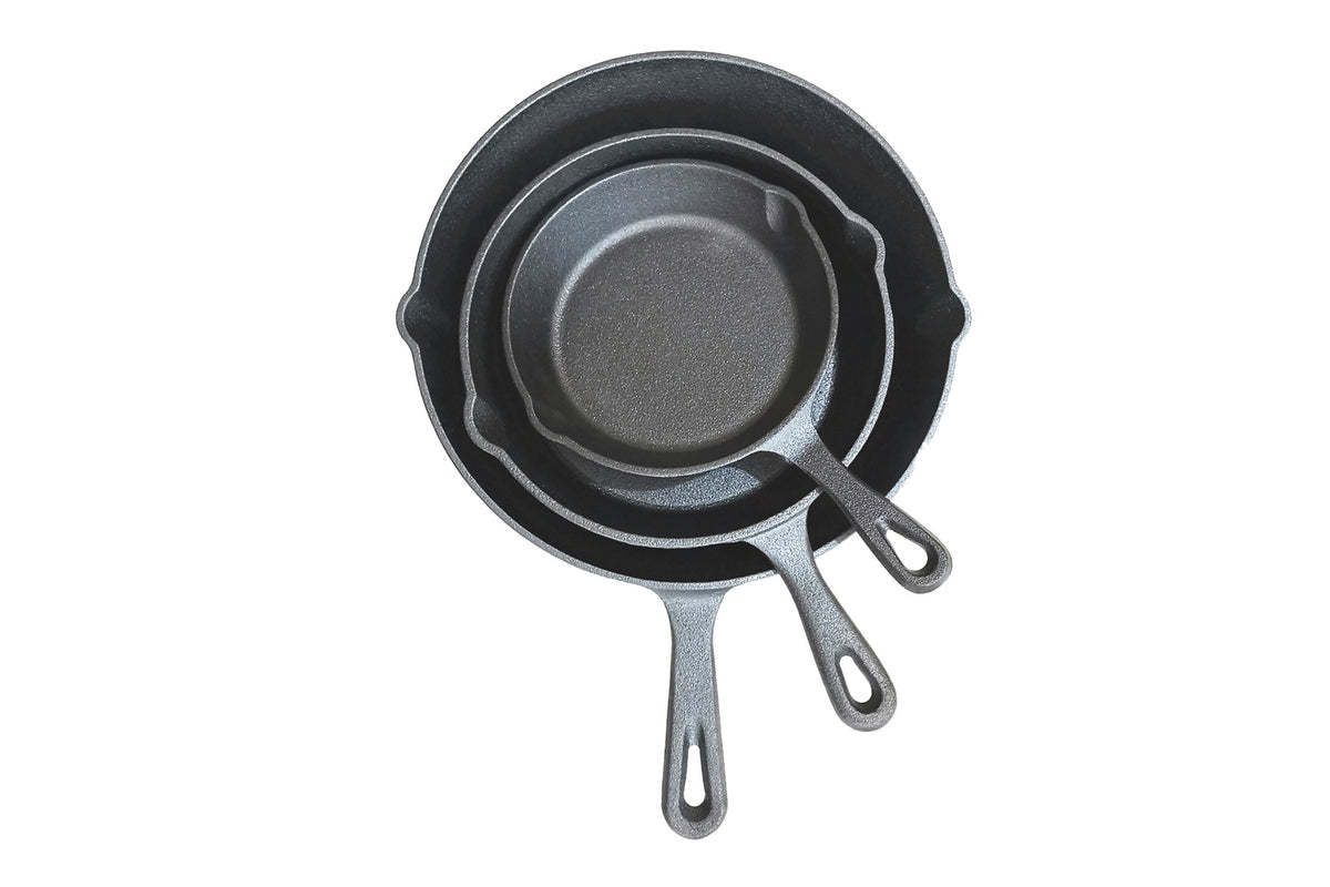 Cast Iron Frying Pan Set 4.2kg 10 x 8 x 7cm – Wildtrak Leisure Australia