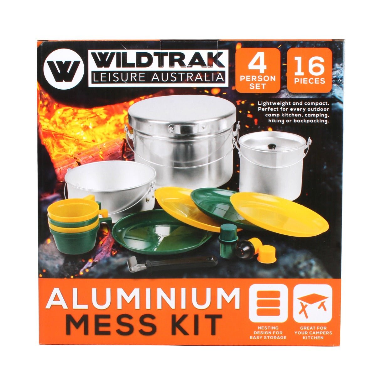 4 Person - 16 Piece Aluminium Mess Kit, Lightweight and Compact